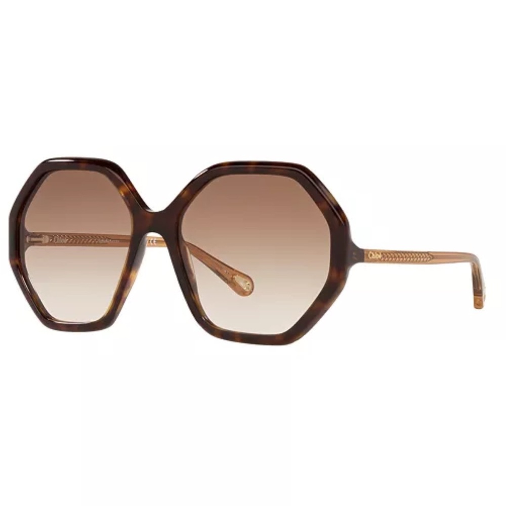 Chloe CH0008S Hexagons Sunglasses in Turtoise Brown